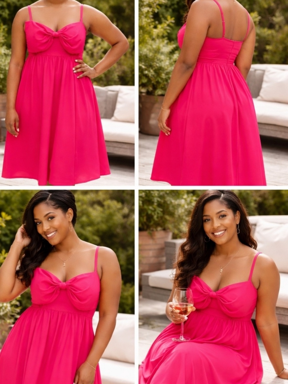 torrid Hot Pink Bow-Front Midi Dress